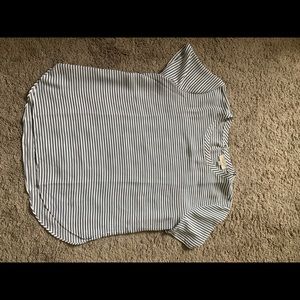 Loft black and white striped shirt sleeve blouse